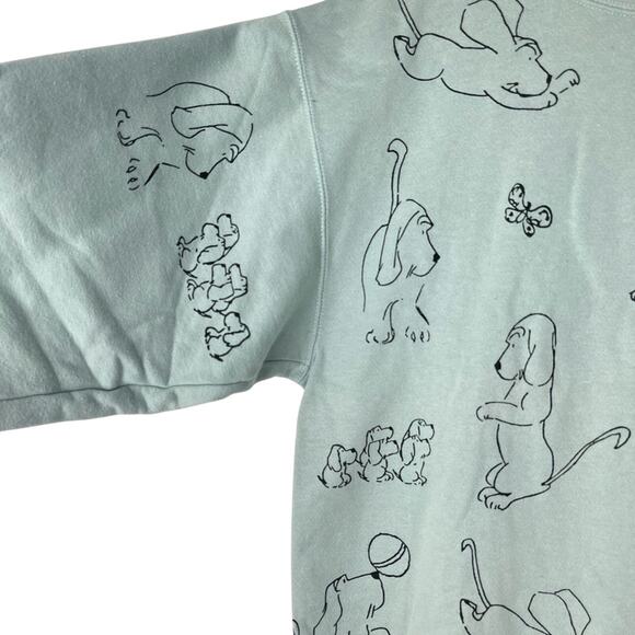 Vintage James Thurber Dog Art Fun Cartoon Sage Green Casual Sweatshirt - Picture 5 of 13